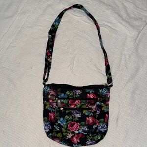 Floral Crossbody Bag in Black and Multicolor